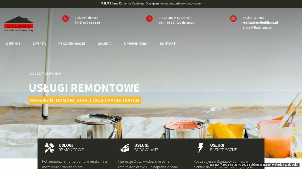 Zrzut ekranu Kompleksowe remonty budowlane - FHU Bilans.