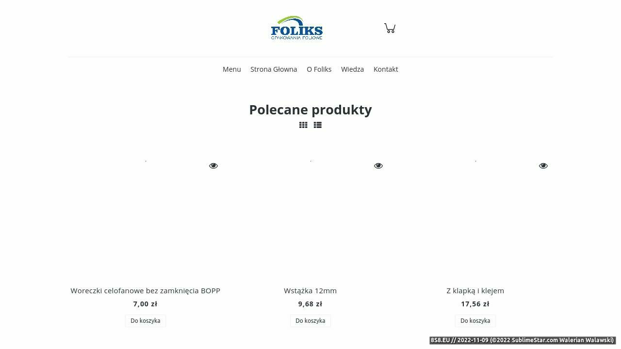 Zrzut ekranu www.foliks.pl producent opakowań foliowych