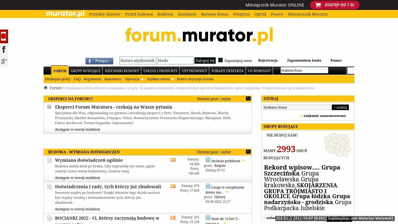 Zrzut ekranu Forum budowlane