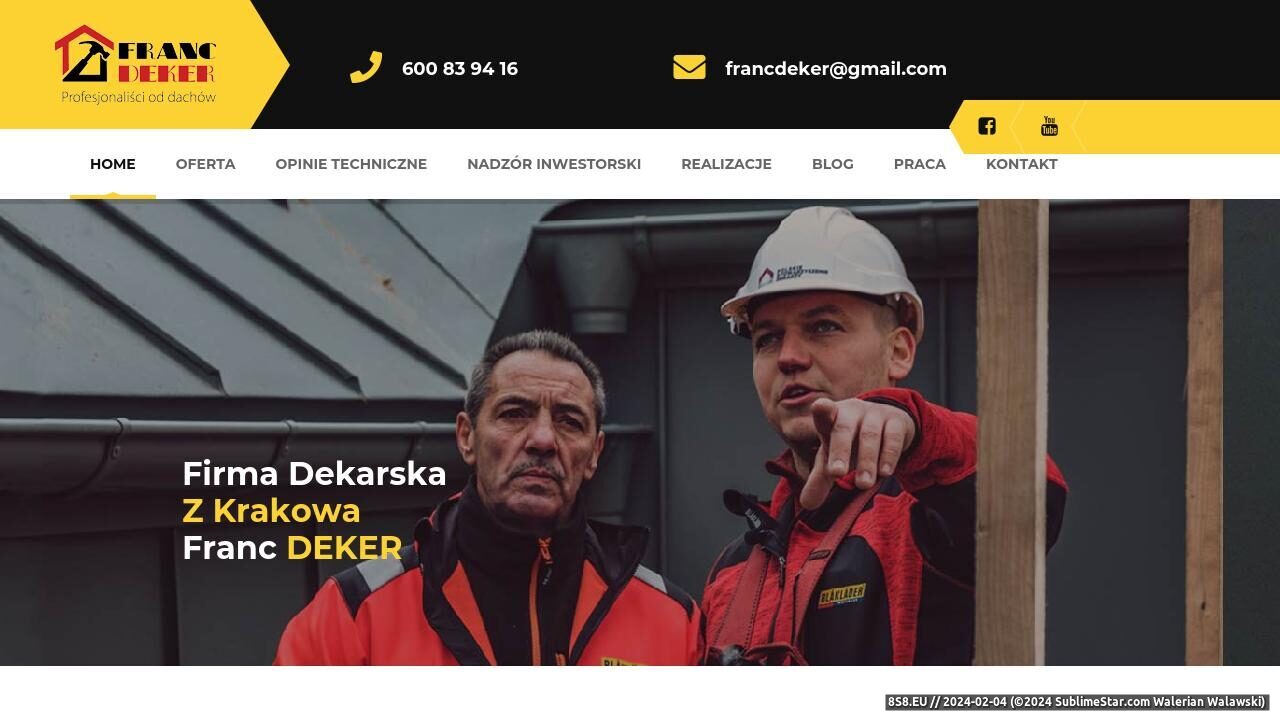 Firma dekarska (strona franc-deker.pl - Franc-Deker Marek Francu)