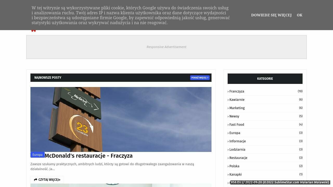 Zrzut ekranu Blog o franczyzie gastronomicznej