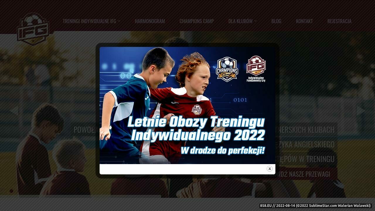 Indywidualne treningi piłkarskie dla dzieci (strona fundamentygry.pl - Szkolenie Piłkarskie IFG)