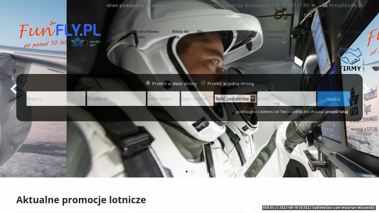Tanie Bilety Lotnicze, Promocje Lotnicze (strona www.funfly.pl - Podroze sluzbowe)