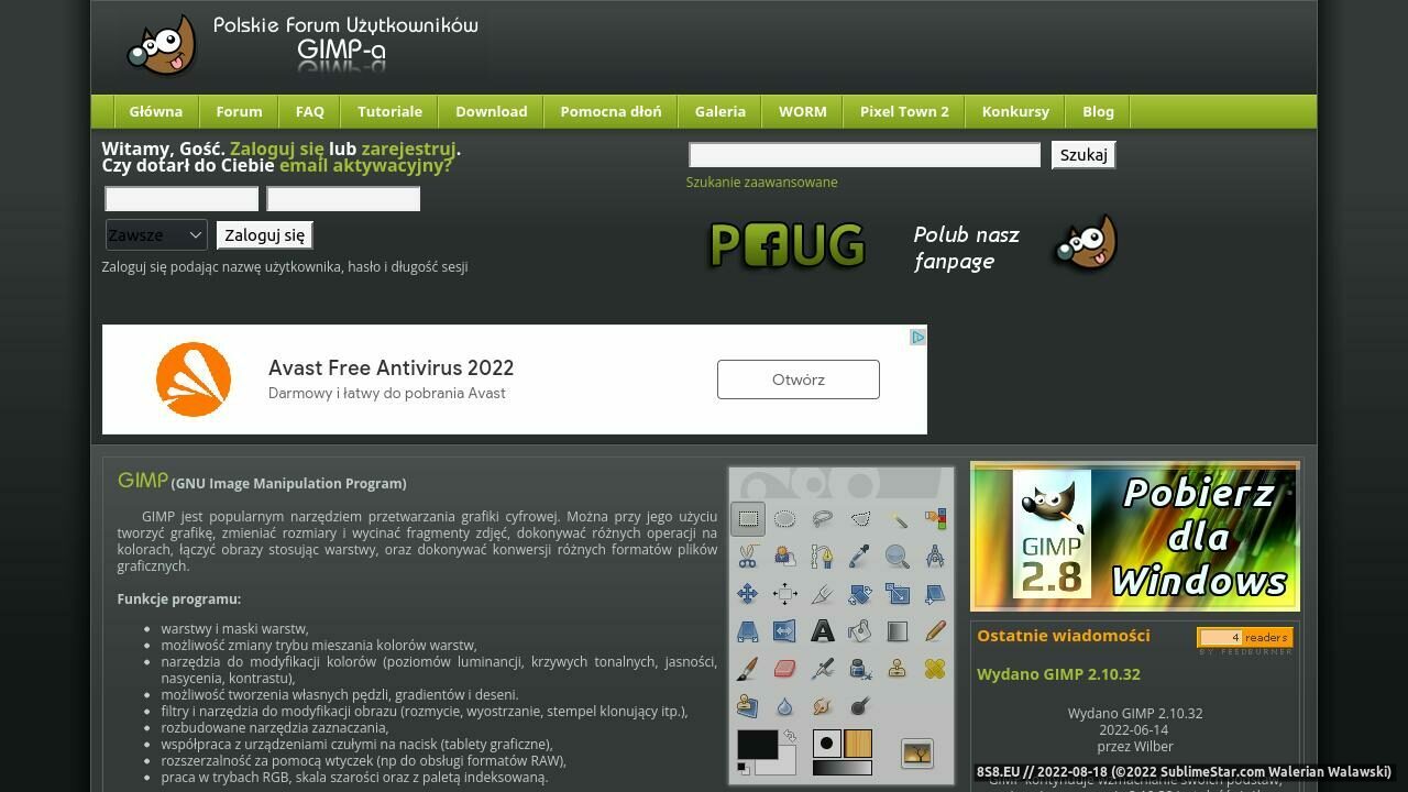 Zrzut ekranu Polskie Forum GIMP