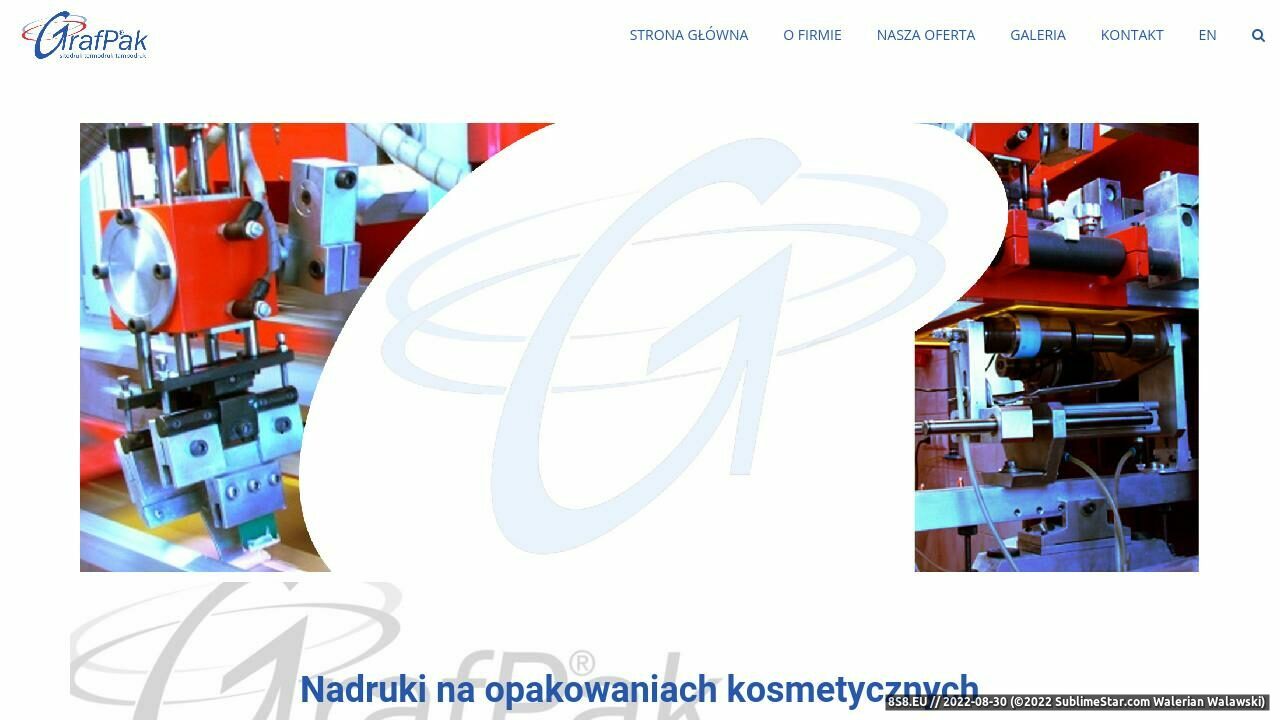 Zrzut ekranu Graf-Pak - poligrafia