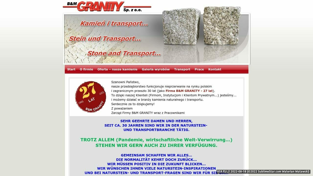 B&M Granity - wyroby z granitu, usługi transportowe (strona www.granity.pl - Granity.pl)