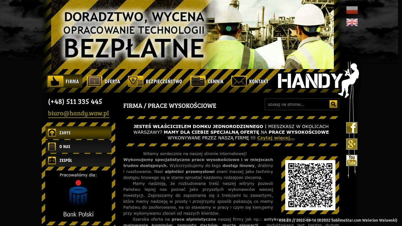 Prace wysokościowe HANDY (strona handy.waw.pl - Handy.waw.pl)