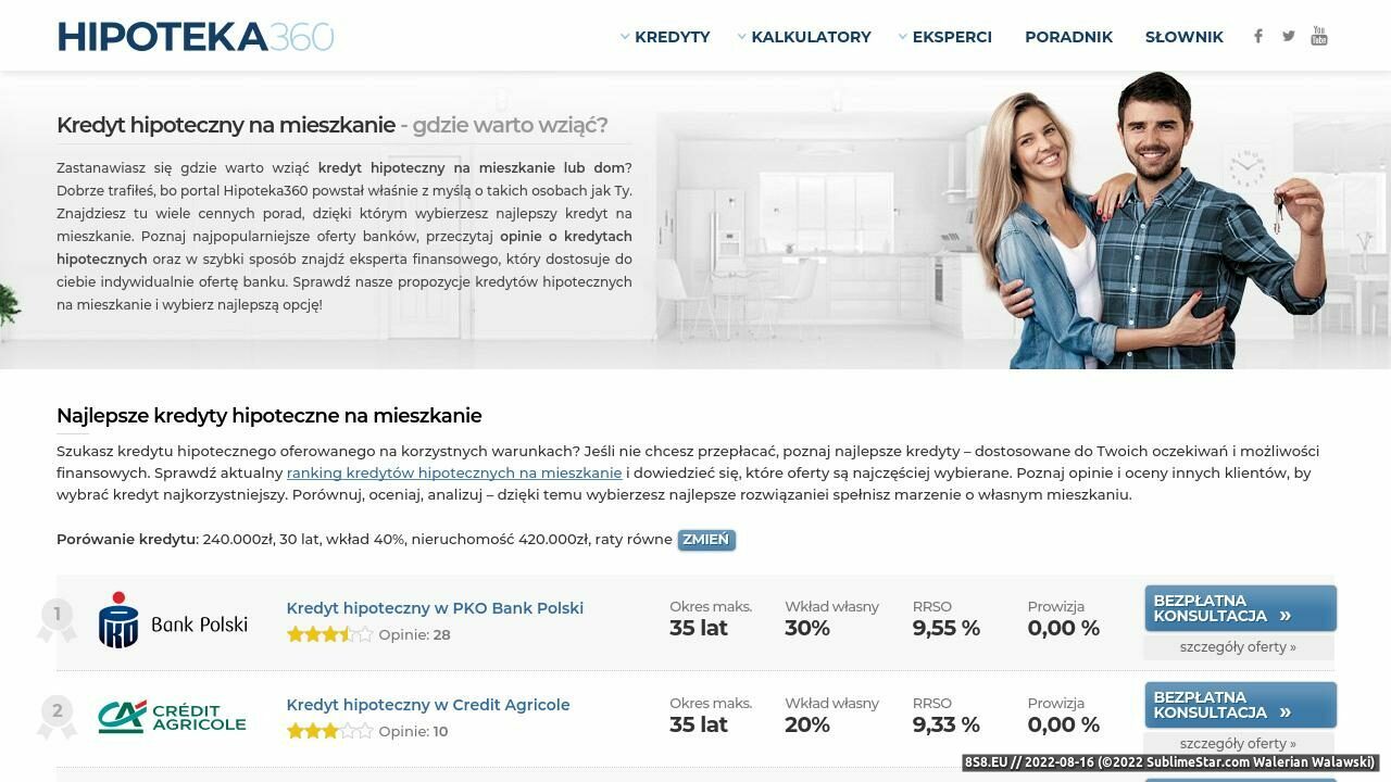 Ranking kredytów hipotecznych (strona hipoteka360.pl - Hipoteka360.pl)