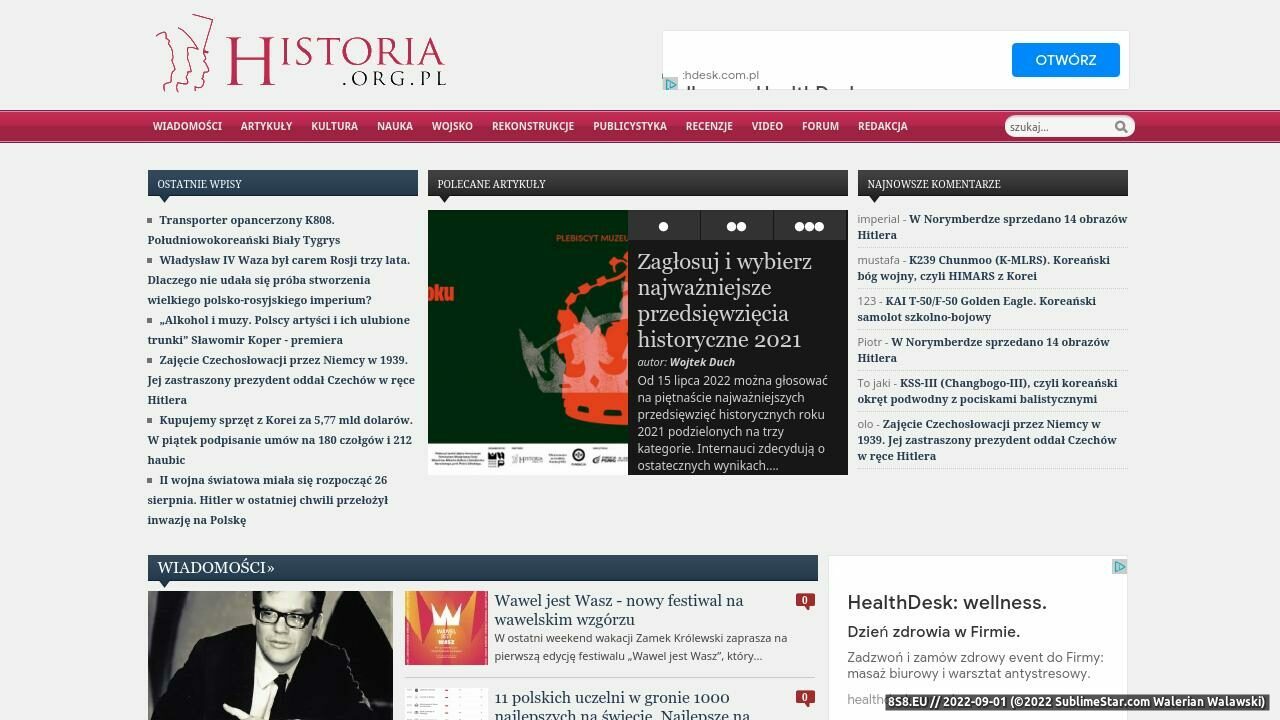 Zrzut ekranu Polski Portal Historyczny