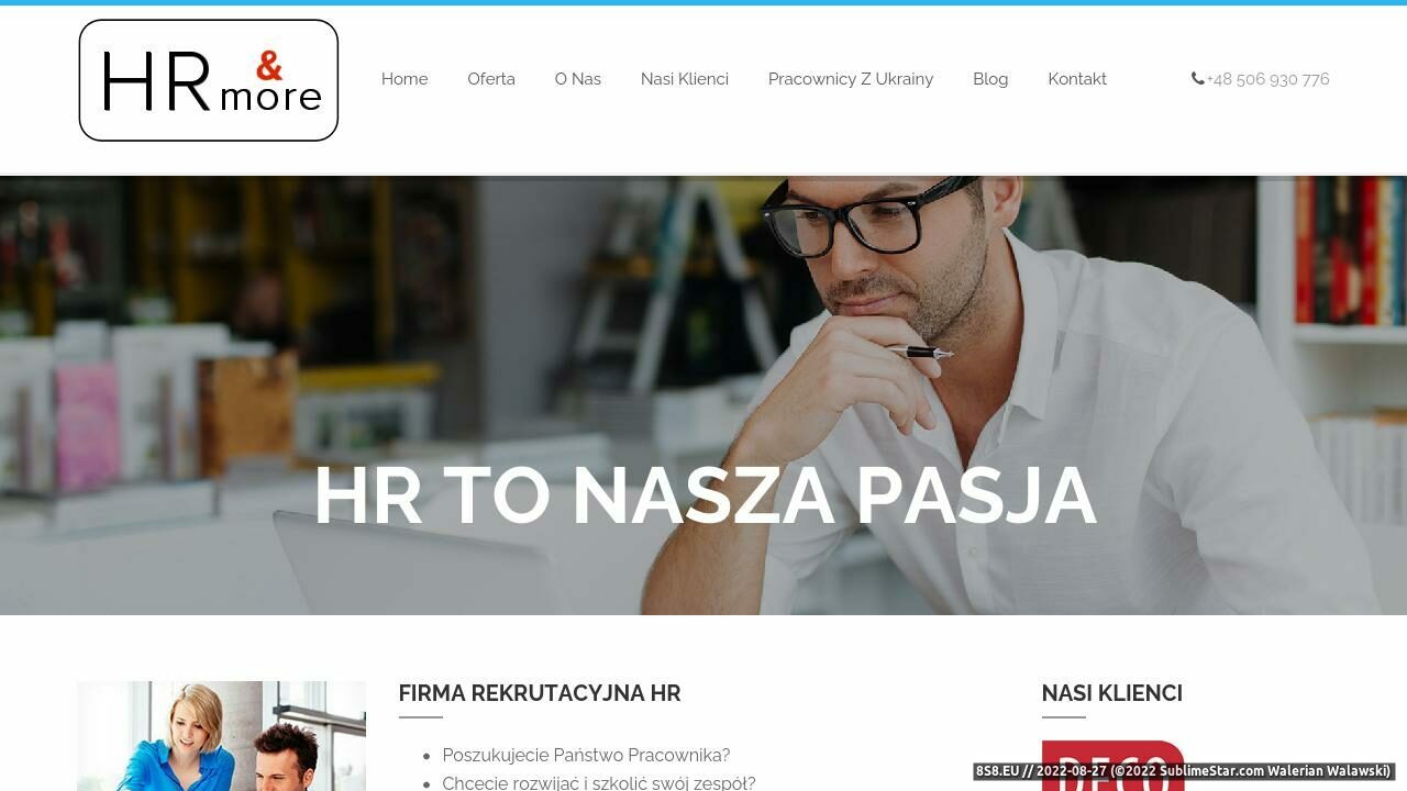 Zrzut ekranu Firma rekrutacyjna - HR Warszawa