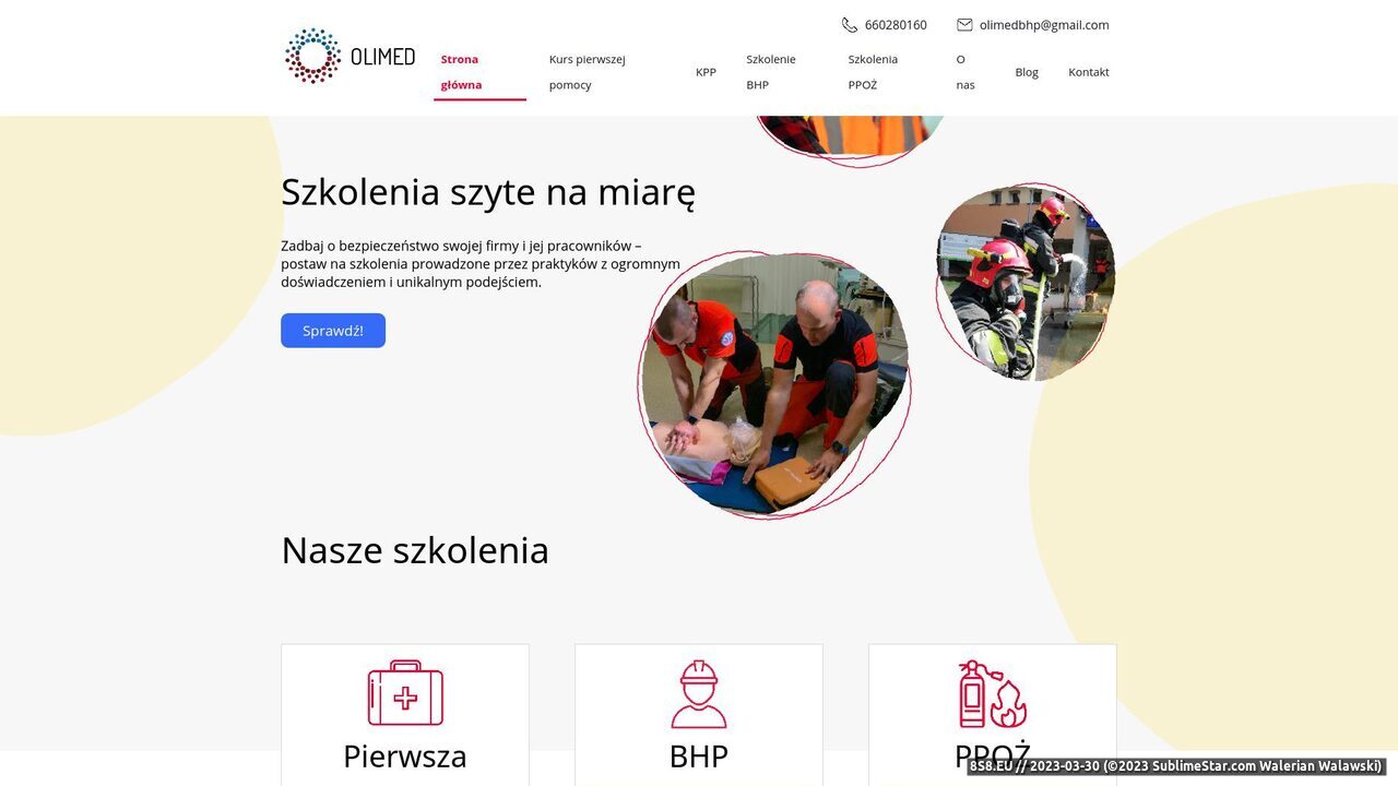 Szkolenia - pierwsza pomoc, BHP i PPOŻ (strona www.i-olimed.pl - Olimed)