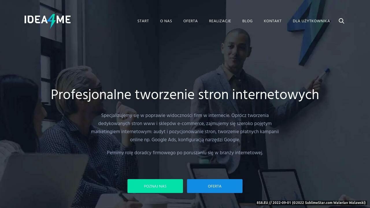Profesjonalne tworzenie stron internetowych (strona idea4me.pl - Idea4Me)