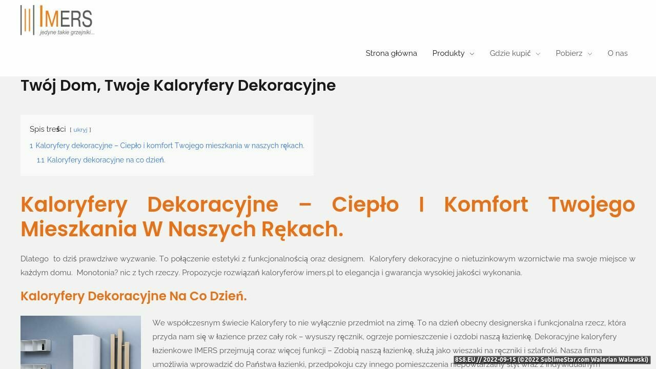 Zrzut ekranu Kaloryfery dekoracyjne Imers