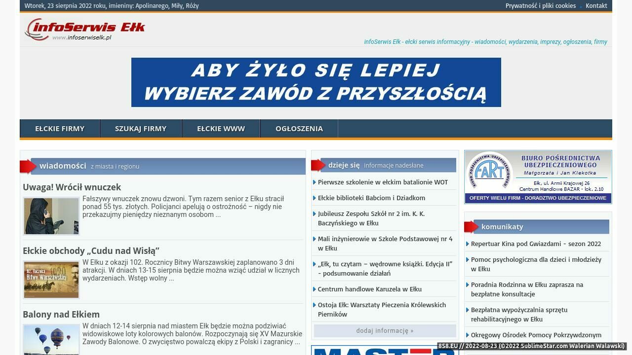 Zrzut ekranu Ełk Informator miejski