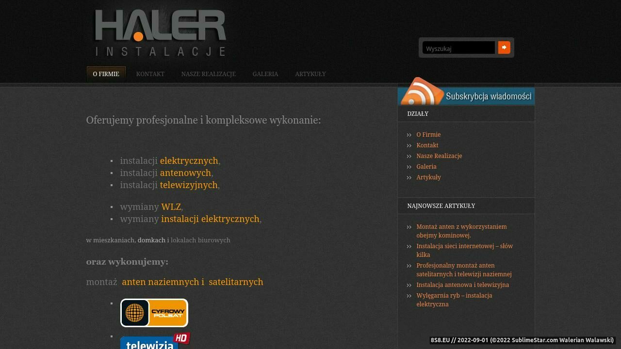 Instalacje elektryczne, antenowe telewizyjne Haler (strona www.instalacje.haler.pl - Instalacje.haler.pl)