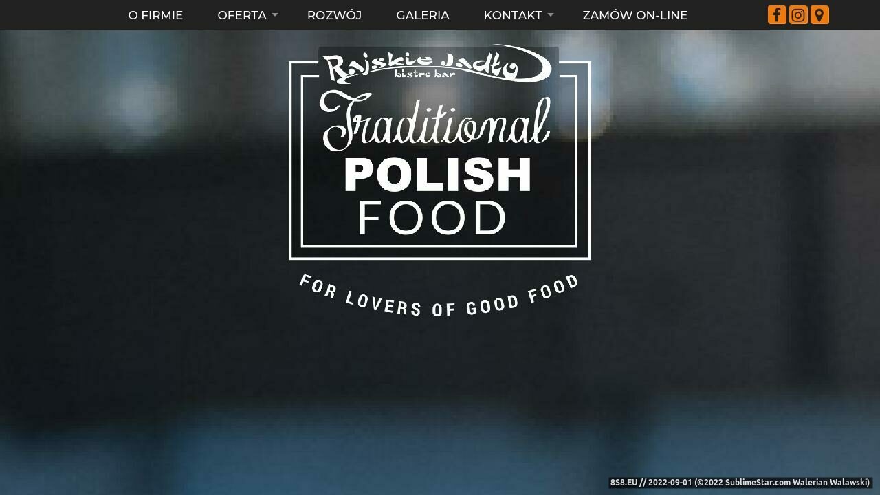 Zrzut ekranu Rajskie Jadło Restauracja Catering Łodz