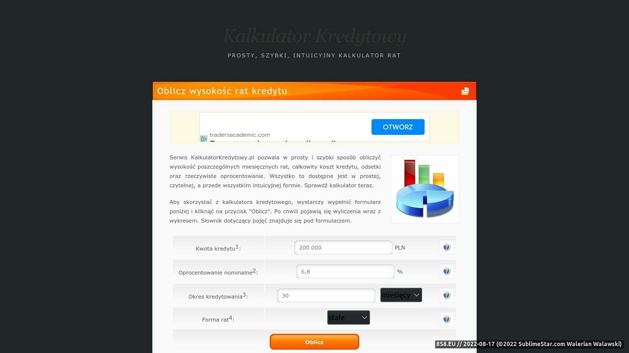 Kalkulator rat kredytu (strona kalkulatorkredytowy.pl - Kredytowy kalkulator)