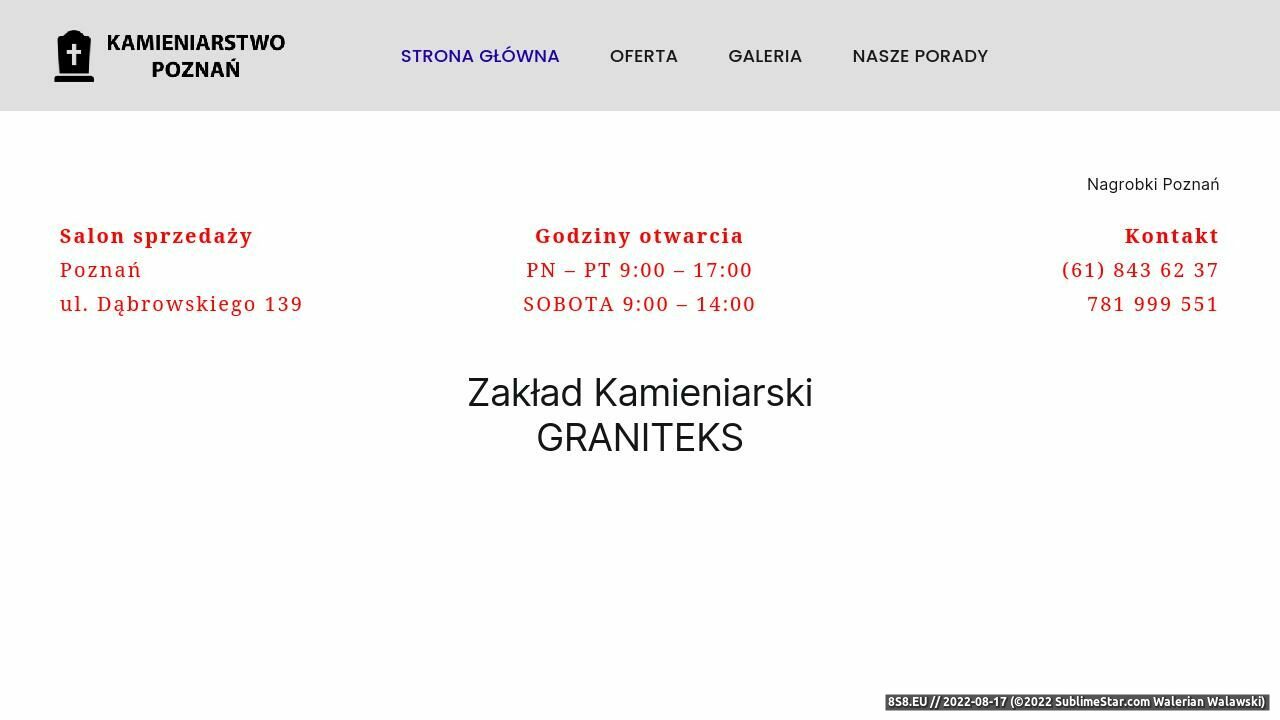 Zakład Kamieniarski - producent nagrobków (strona kamieniarstwopoznan.com - Zakład Kamieniarski)