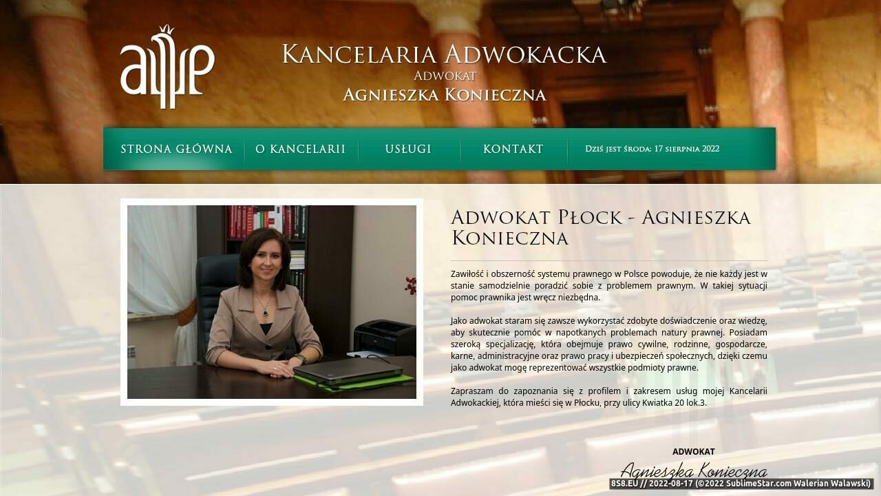 Usługi prawnicze (strona www.kancelariaplock.pl - Agnieszka Konieczna)