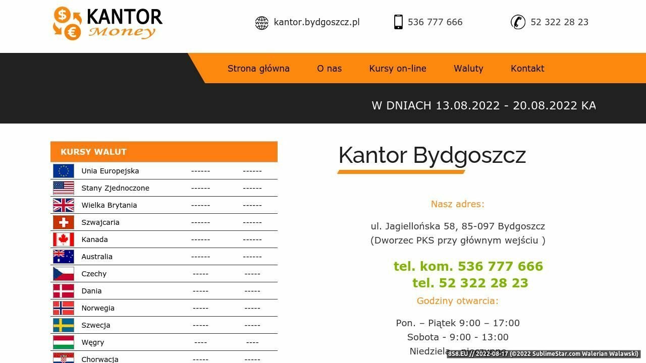 Zrzut ekranu Kantor Bydgoszcz