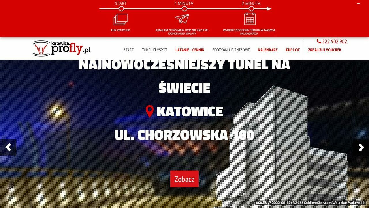 Zrzut ekranu Profly - aerotunel Katowice