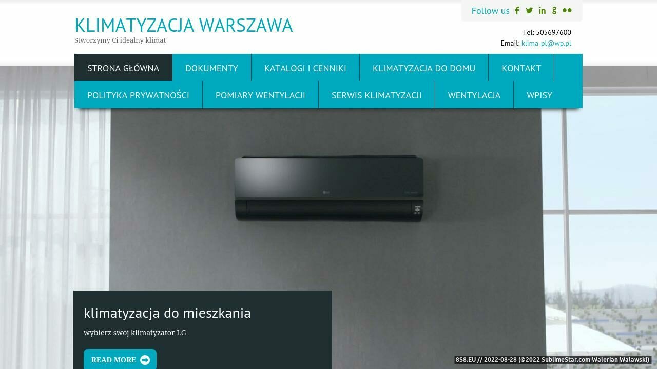 Zrzut ekranu Klimatyzacja, wentylacja Warszawa
