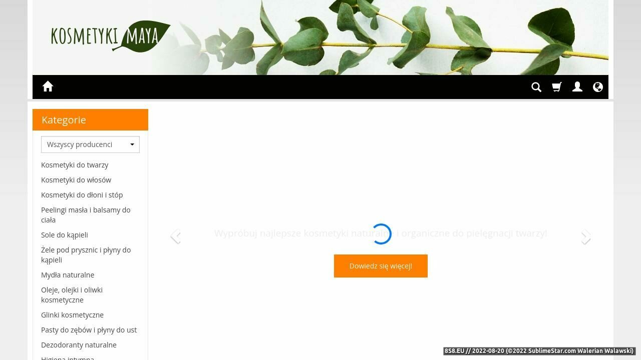 Zrzut ekranu Kosmetyki organiczne sklep internetowy