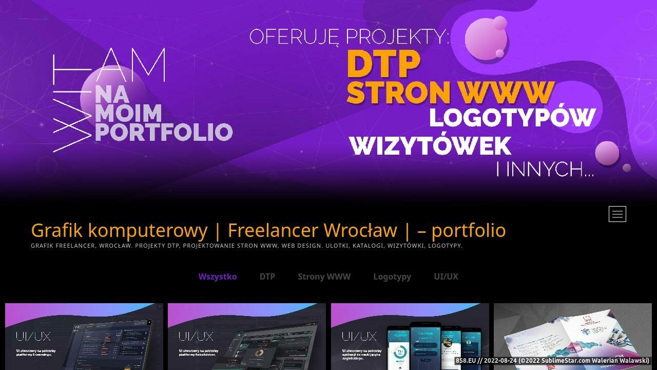 Zrzut ekranu Krzysztof Lewicki - Projektowanie stron www, portfolio.