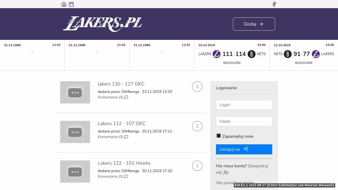 Lakers.pl - Los Angeles Lakers (strona www.lakers.pl - Derek)
