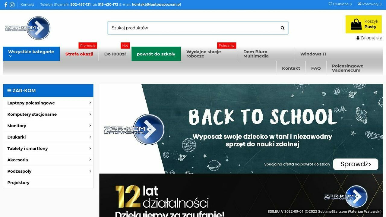 Sklep LAPTOPYPOZNAN.pl prowadzony przez firmę ZAR-KOM (strona laptopypoznan.pl - Monitory używane poznan)