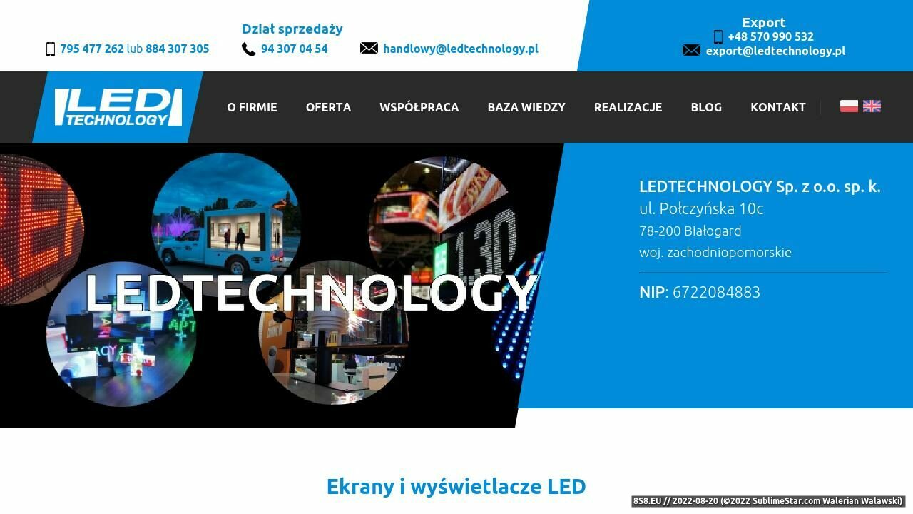 LEDTechnology polski producent wyświetlaczy LED (strona ledtechnology.pl - LEDtechnology.pl)