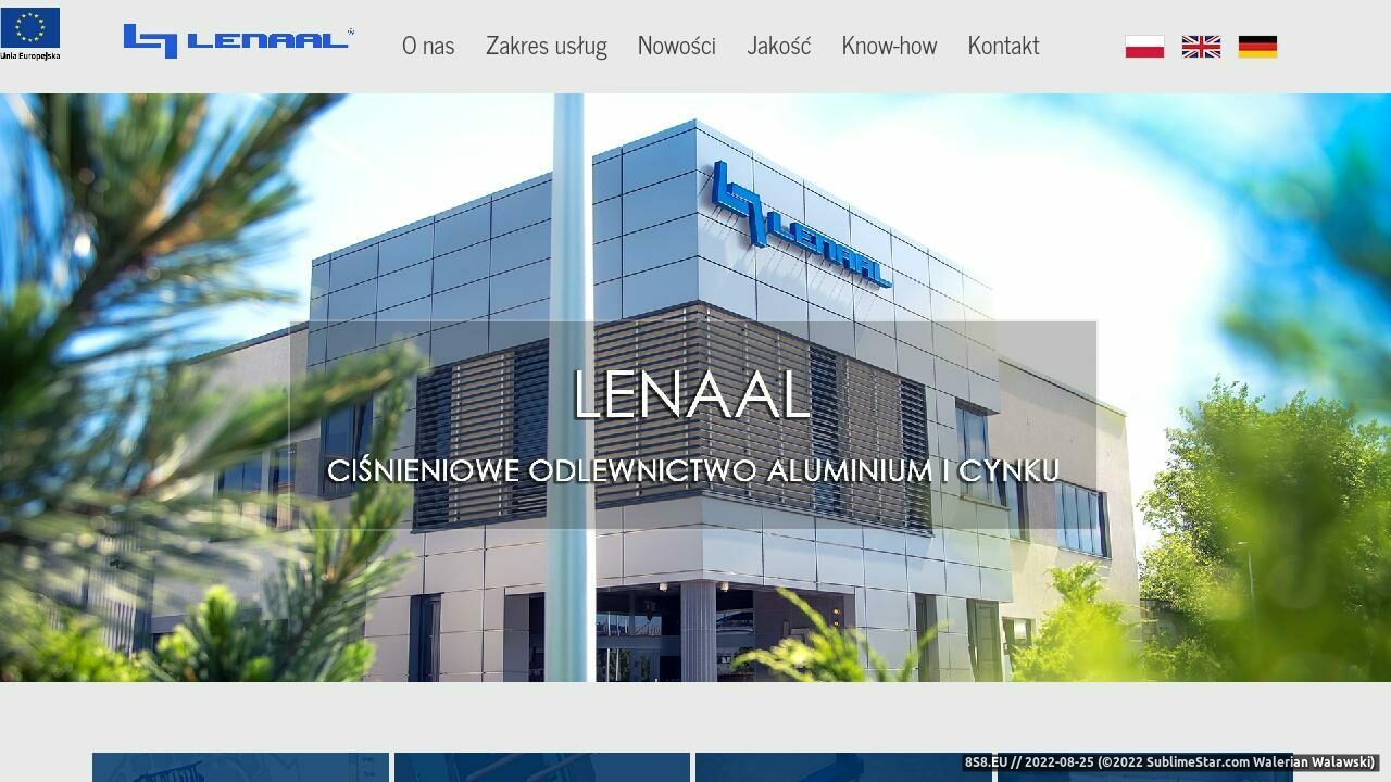 Zrzut ekranu Lenaal - odlewnia cynku i aluminium