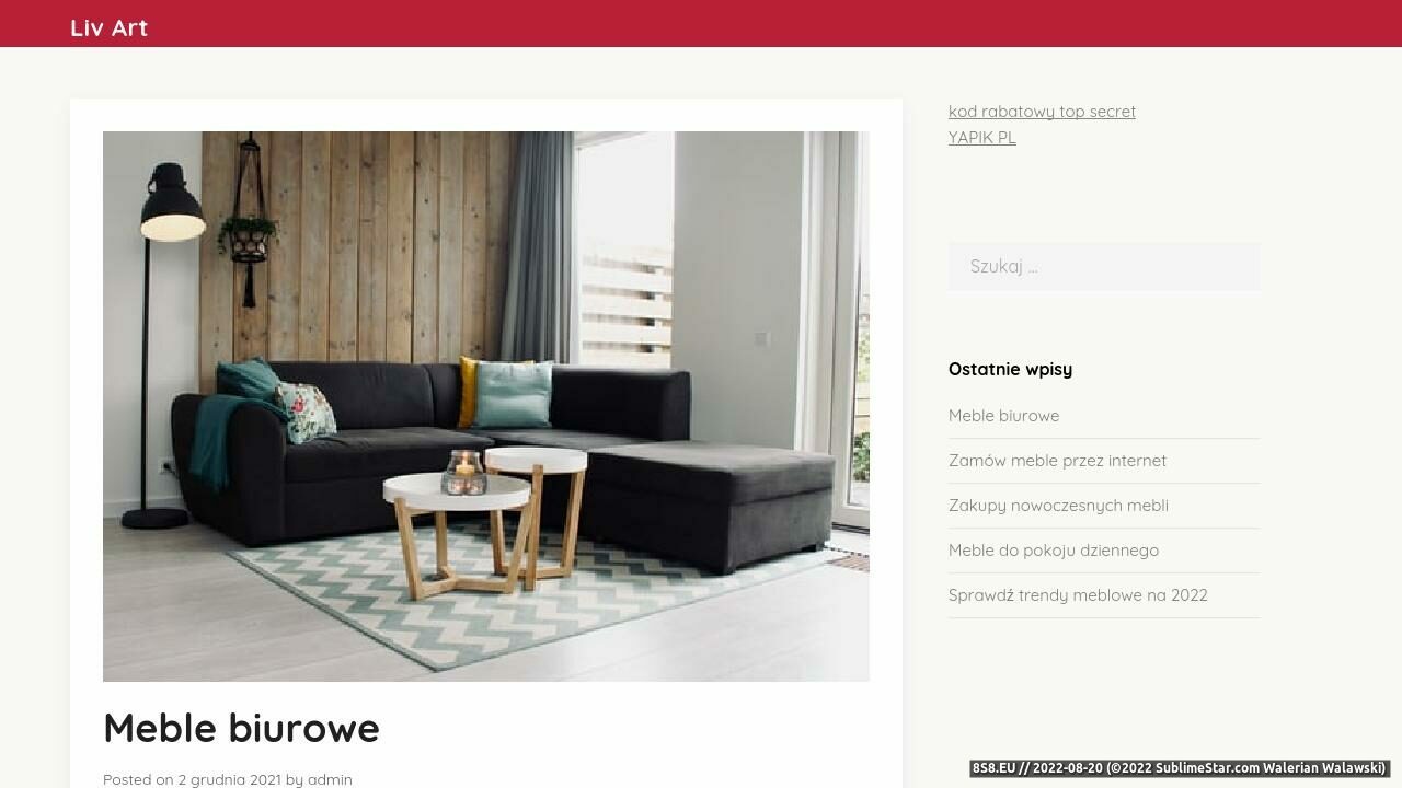 Zrzut ekranu Living Art - meble design