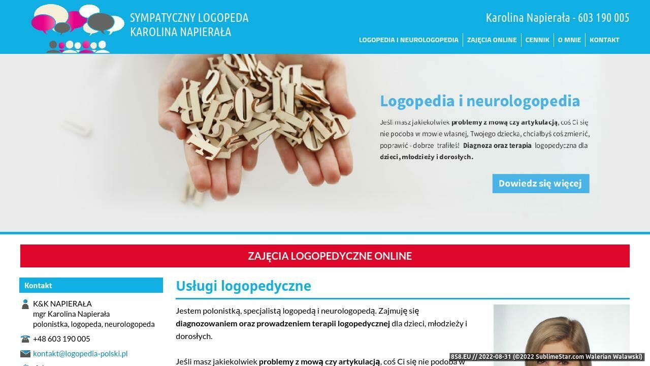 Zrzut ekranu Neurologopedia Warszawa