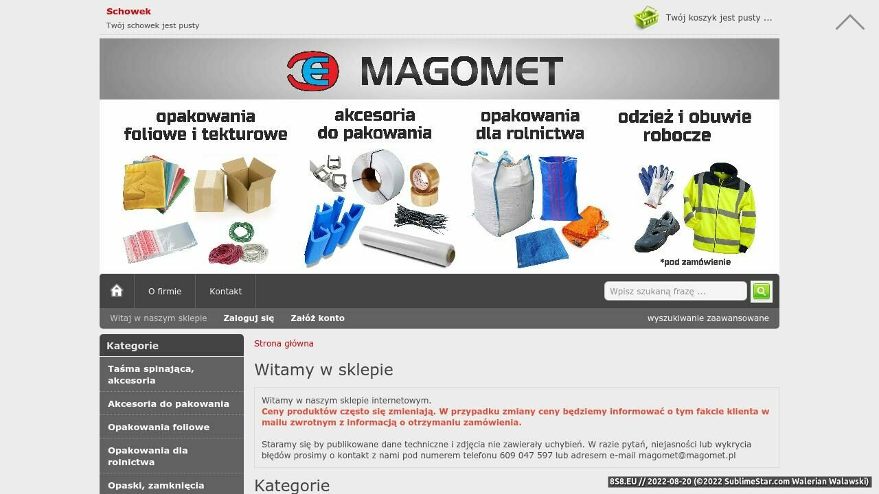 Opakowania, rękawice, buty robocze i odzież robocza (strona www.magomet.pl - Magomet.pl)