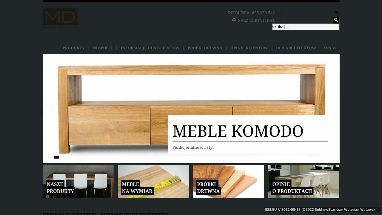 Zrzut ekranu Manufakturadrewna.pl - meble z litego drewna