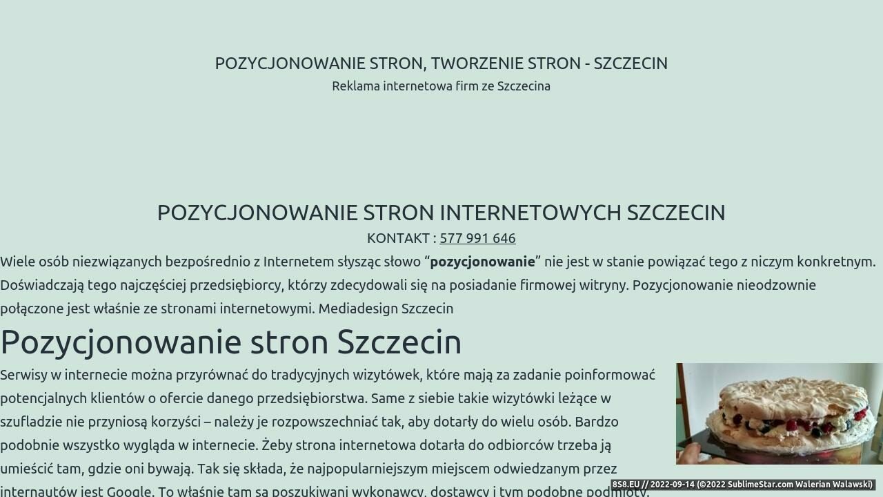 Zrzut ekranu Pozycjonowanie stron Szczecin