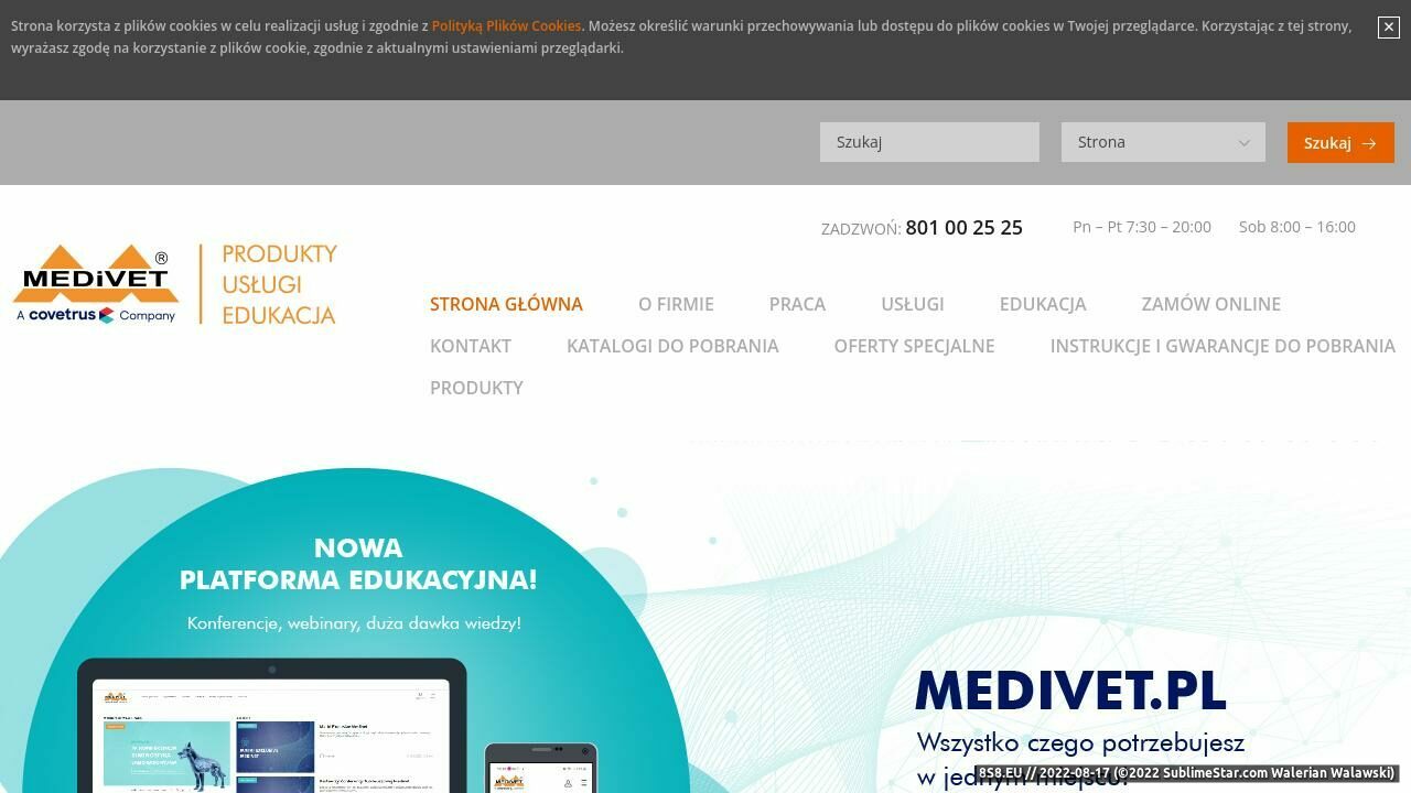 Zrzut ekranu MEDIVET leki dla zwierząt