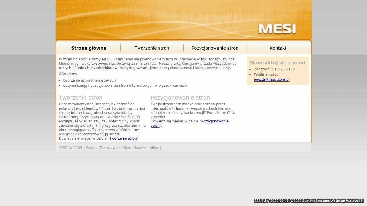 Zrzut ekranu Tworzenie i pozycjonowanie stron - MESI