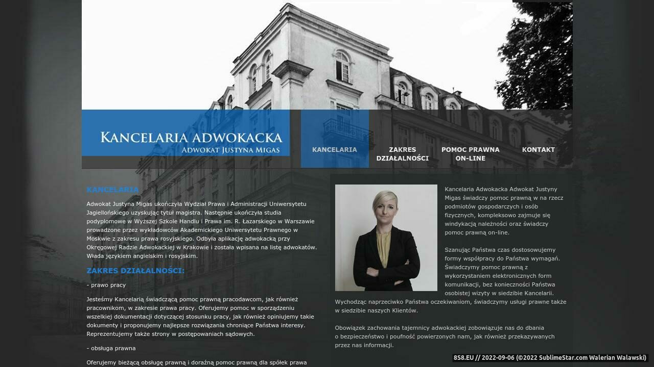 Zrzut ekranu Obsługa Prawna Kraków