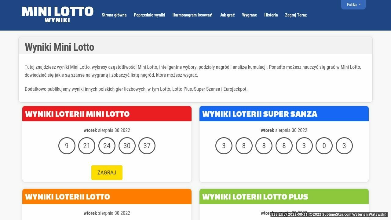 Wyniki Mini Lotto (strona www.mini-lotto.com - Mini lotto wyniki)