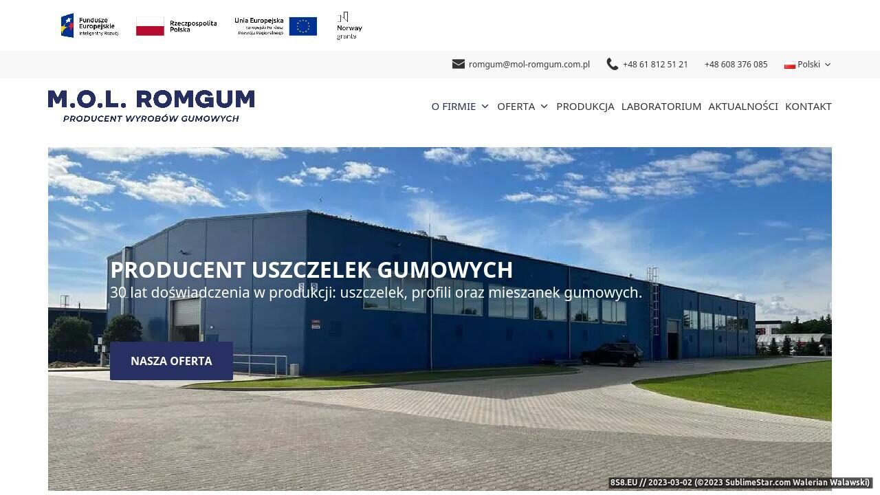 Producent uszczelek gumowych i wyrobów gumowych (strona www.mol-romgum.com.pl - M.o.l. Romgum)