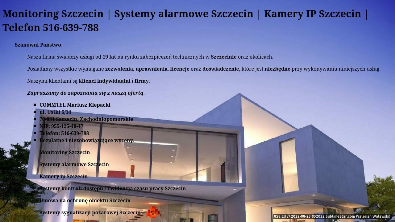 Monitoring Szczecin, Systemy Alarmowe (strona www.monitoring-szczecin.pl - Kamery)