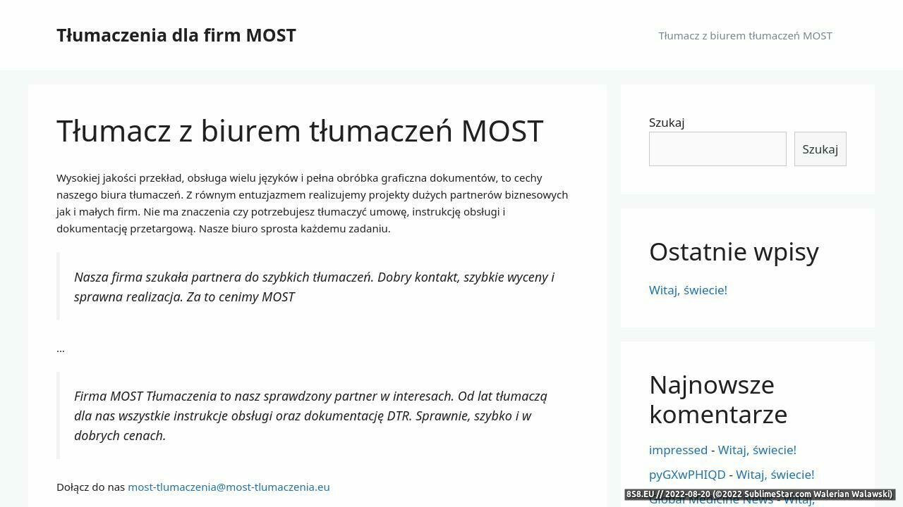 Zrzut ekranu Biuro tłumaczeń Poznań, tłumaczenia Poznań, tanie tłumaczenia