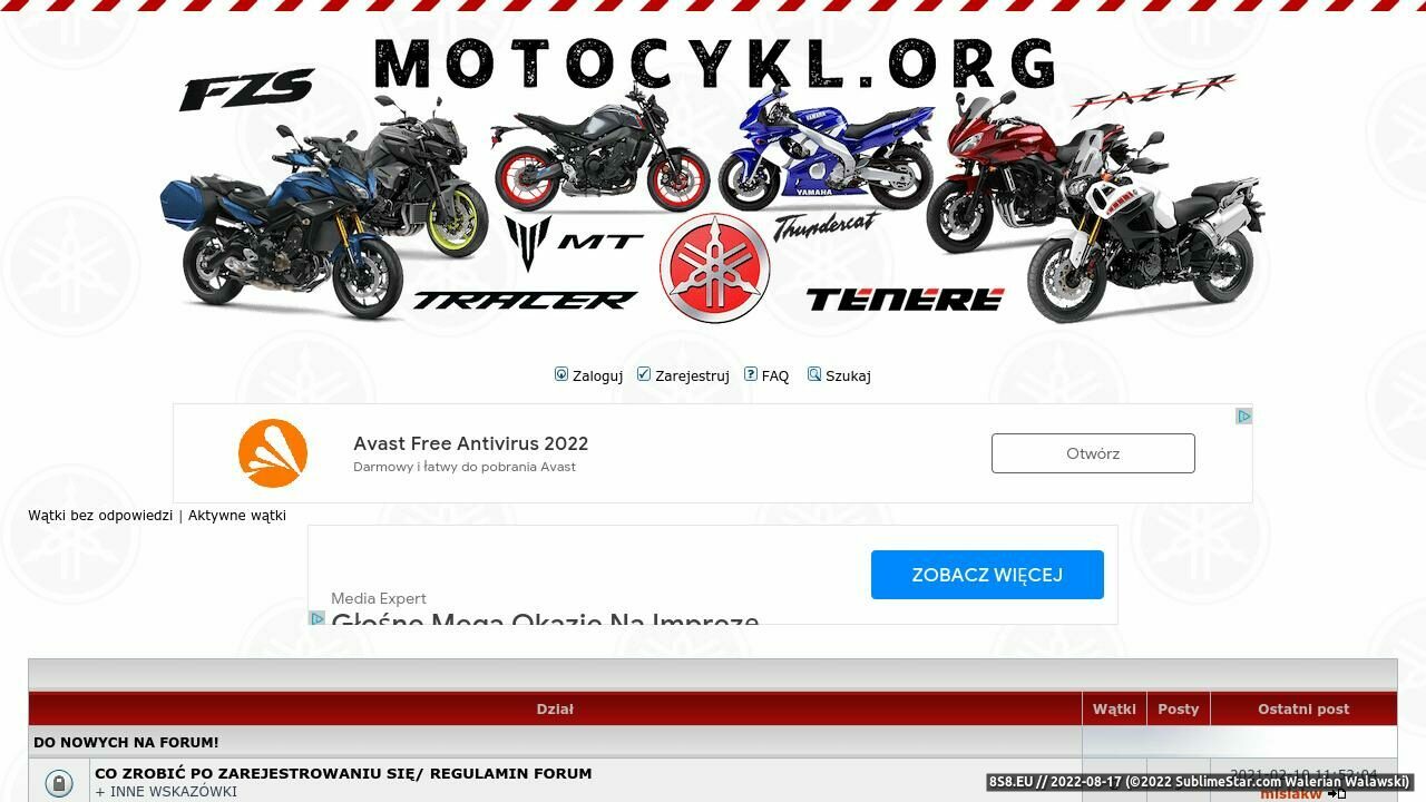 Zrzut ekranu Internetowy Magazyn Motocyklowy, Motocykle i Skutery