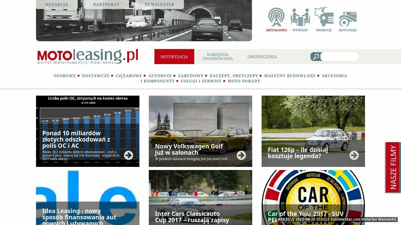Leasing samochodów, aktualności motoryzacyjne (strona www.motoleasing.pl - Leasing promocje)