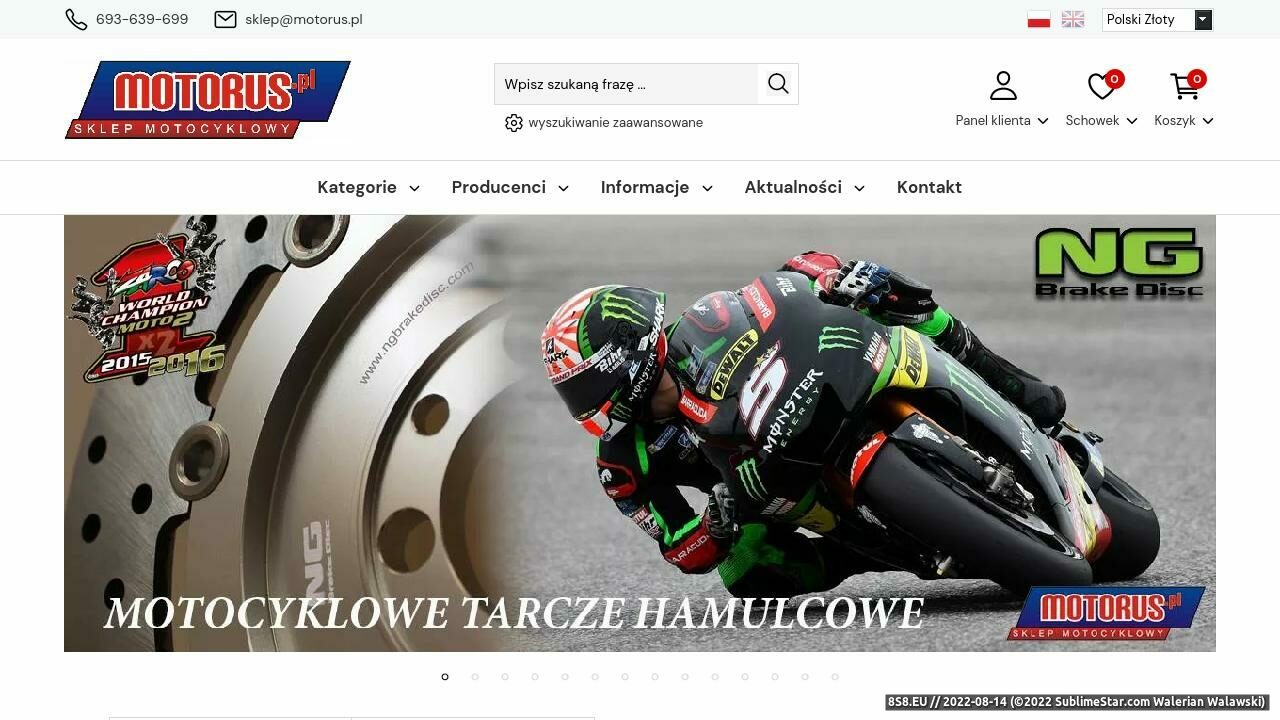 Zrzut ekranu Motorus.pl - Sklep Motocyklowy