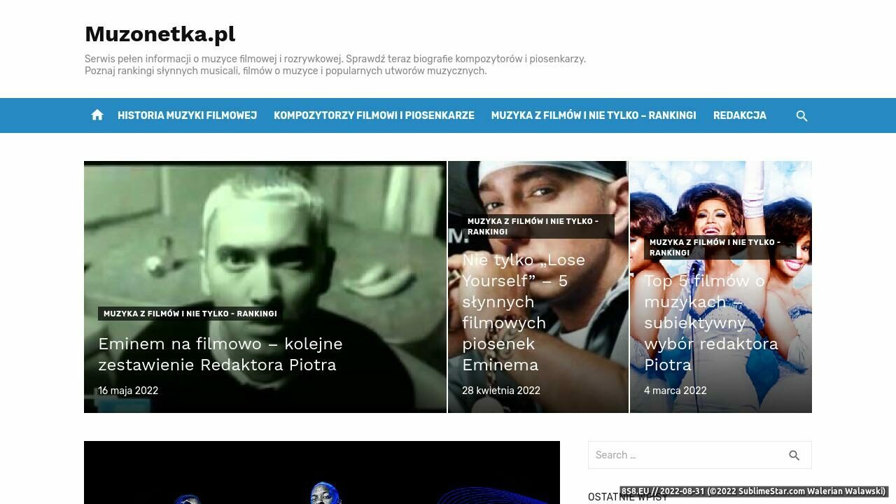 Portal poświęcony muzyce filmowej (strona muzonetka.pl - Muzonetka.pl)