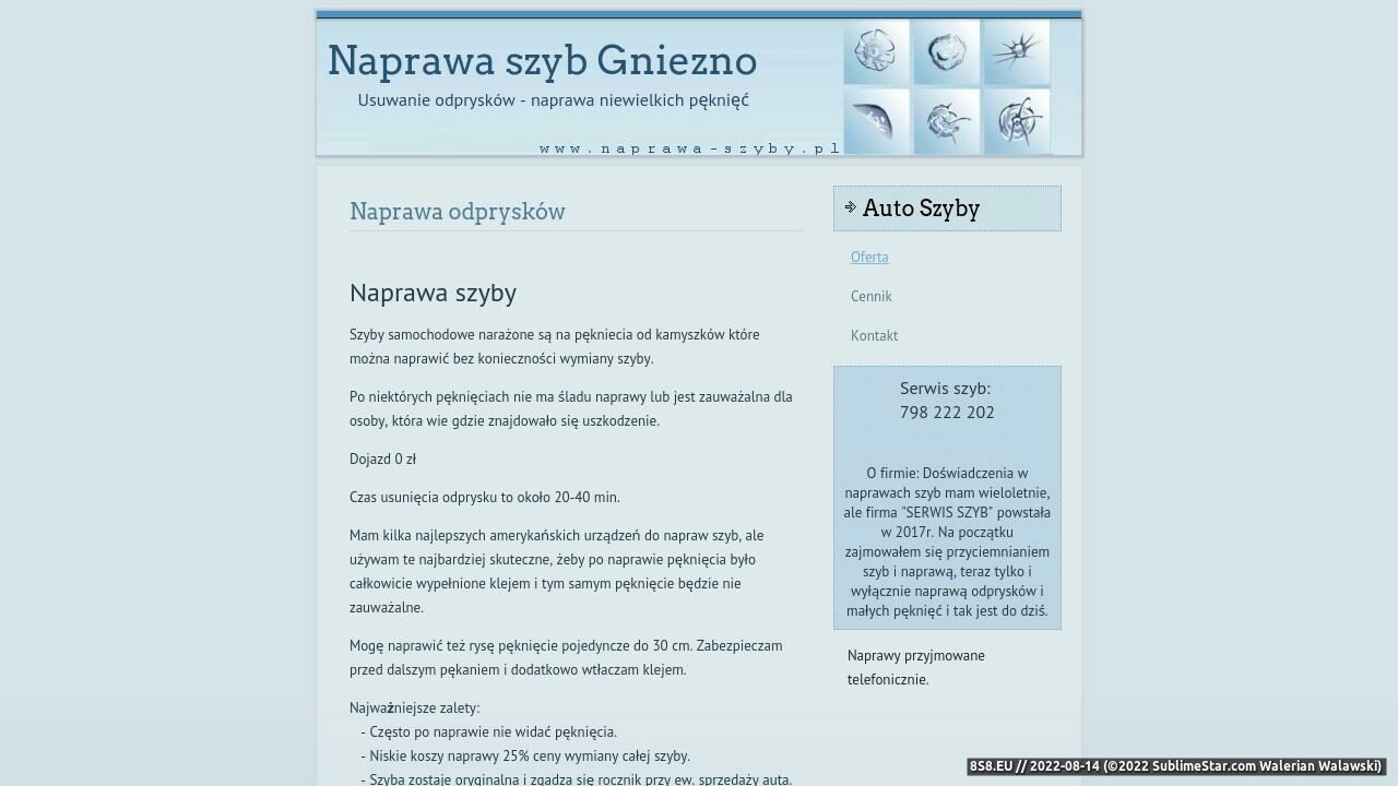 Zrzut ekranu Naprawa szyb Gniezno