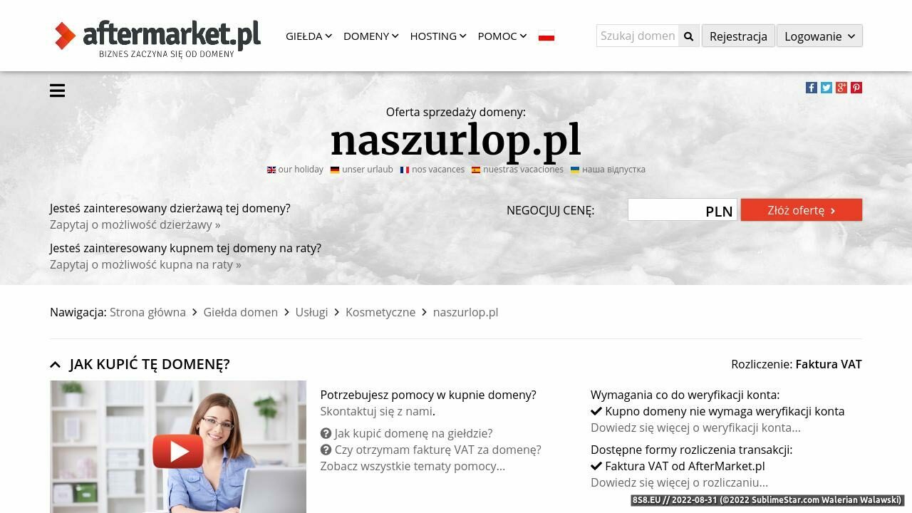 Interaktywny katalog ofert turystycznych (strona naszurlop.pl - Naszurlop.pl)